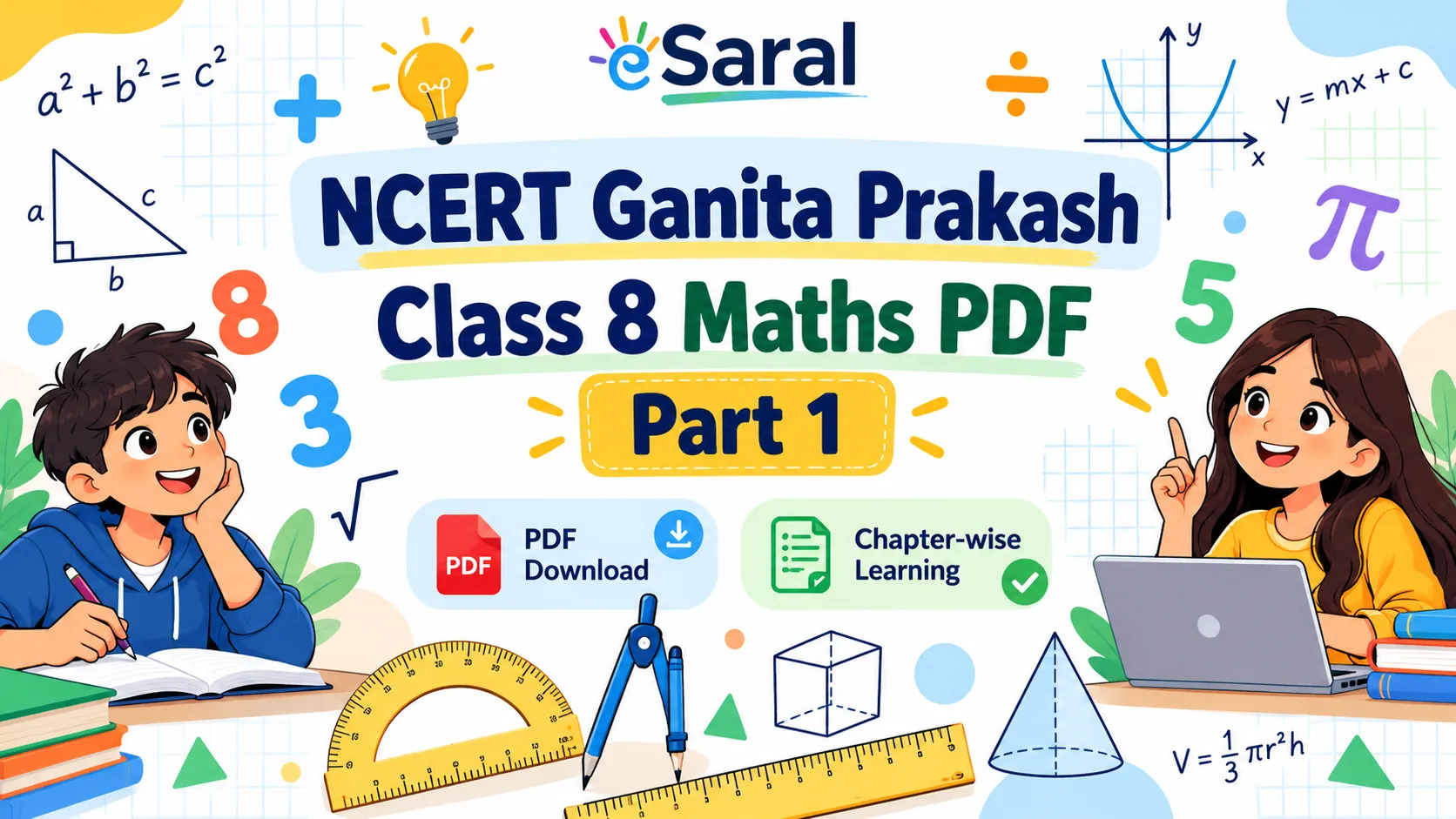 NCERT Class 8 Maths Book PDF Free Download — Part 1 (English & Hindi) | 2026-27